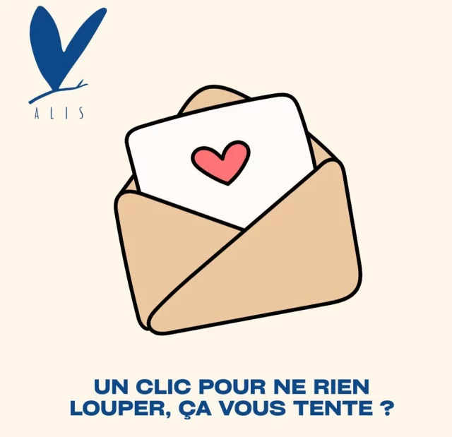 Ne manquez plus rien avec la newsletter d’ALIS !

Restez connectés à notre actualité, à nos événements solidaires… et aux belles histoires qui donnent du sens 💙

📩  En vous inscrivant à la newsletter d’ALIS, vous recevrez directement :

- Les invitations à nos soirées théâtre
- Les infos exclusives sur le grand concert solidaire de fin d’année (déjà en préparation 👀)
- Des témoignages inspirants, les coulisses de nos actions, nos appels à soutien…

C’est simple, rapide et gratuit :
👉 Inscription ici (lien en bio) 
: https://alis-asso.fr/inscription.html

Parlez-en autour de vous : plus nous sommes nombreux, plus nous pouvons faire bouger les lignes pour les personnes touchées par le locked-in syndrome.

#NewsletterALIS #ÉvénementsSolidaires #ALIS #lockedinsyndrome